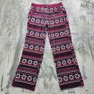 Nautica Pajama Pants Womens XS Blue Burgundy Silky Fleece Pull On‎ Casual Winter